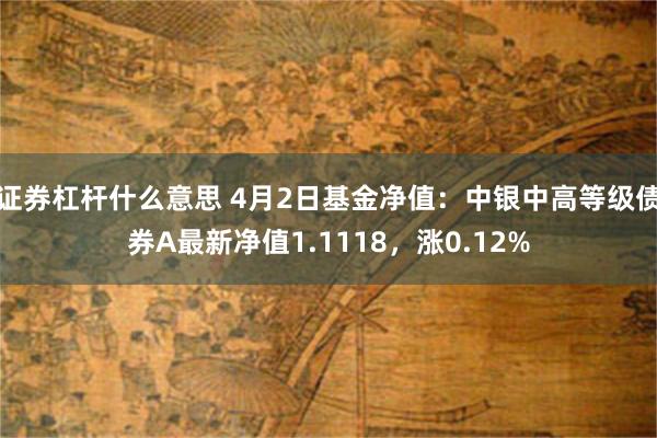 证券杠杆什么意思 4月2日基金净值：中银中高等级债券A最新净值1.1118，涨0.12%