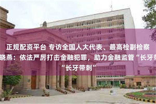 正规配资平台 专访全国人大代表、最高检副检察长葛晓燕：依法严厉打击金融犯罪，助力金融监管“长牙带刺”