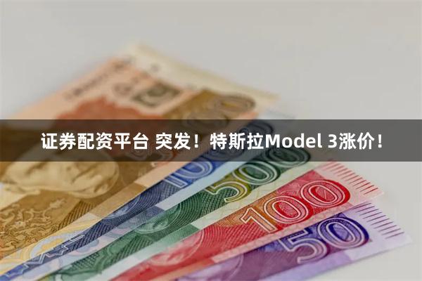 证券配资平台 突发！特斯拉Model 3涨价！