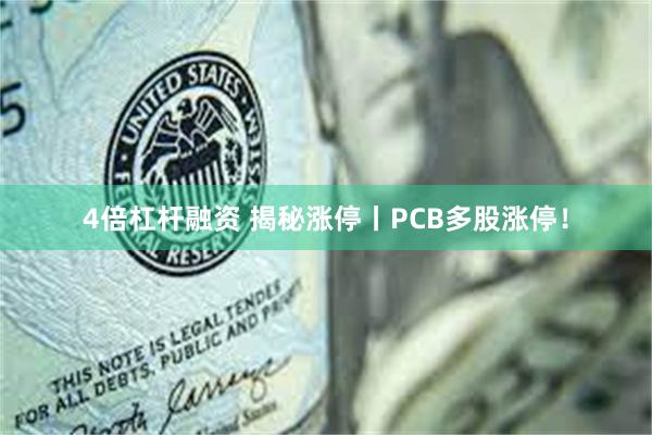 4倍杠杆融资 揭秘涨停丨PCB多股涨停！